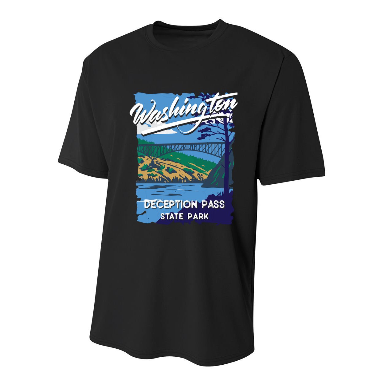 Deception Pass State Park Washington Evergreen State Camping Youth Performance Sprint T-Shirt