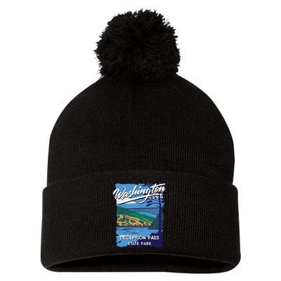 Deception Pass State Park Washington Evergreen State Camping Pom Pom 12in Knit Beanie