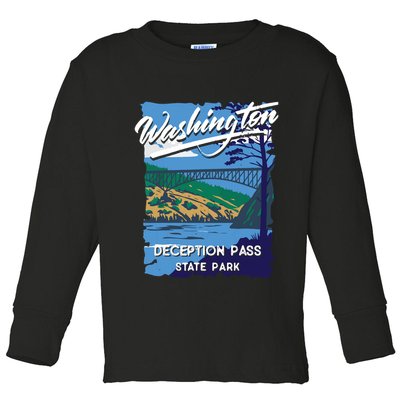 Deception Pass State Park Washington Evergreen State Camping Toddler Long Sleeve Shirt