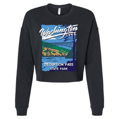 Deception Pass State Park Washington Evergreen State Camping Cropped Pullover Crew