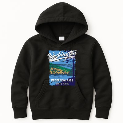 Deception Pass State Park Washington Evergreen State Camping Kids Hoodie