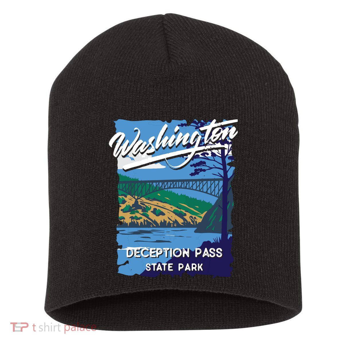 Deception Pass State Park Washington Evergreen State Camping Short Acrylic Beanie