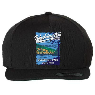 Deception Pass State Park Washington Evergreen State Camping Wool Snapback Cap