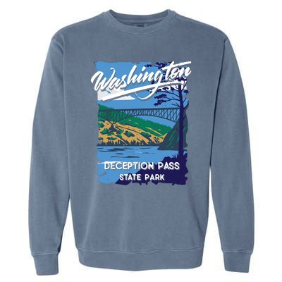 Deception Pass State Park Washington Evergreen State Camping Garment-Dyed Sweatshirt