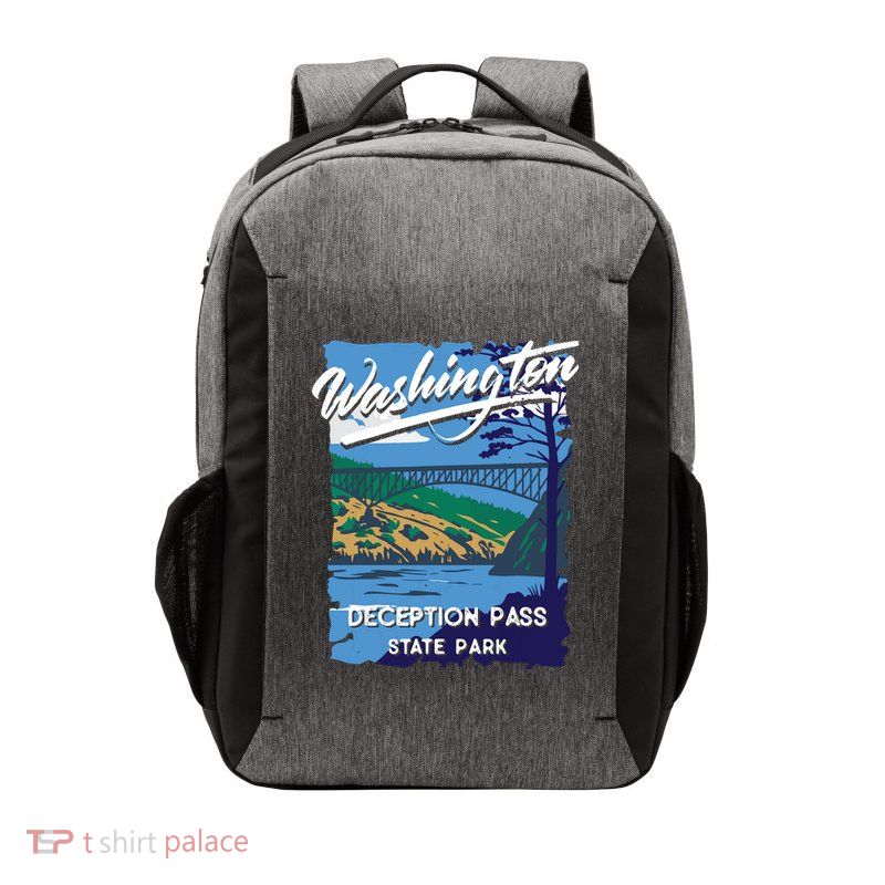 Deception Pass State Park Washington Evergreen State Camping Vector Backpack