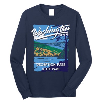 Deception Pass State Park Washington Evergreen State Camping Long Sleeve Shirt