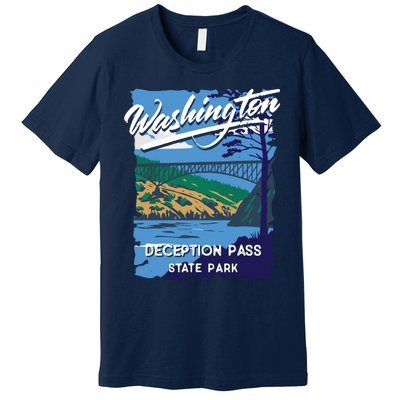 Deception Pass State Park Washington Evergreen State Camping Premium T-Shirt