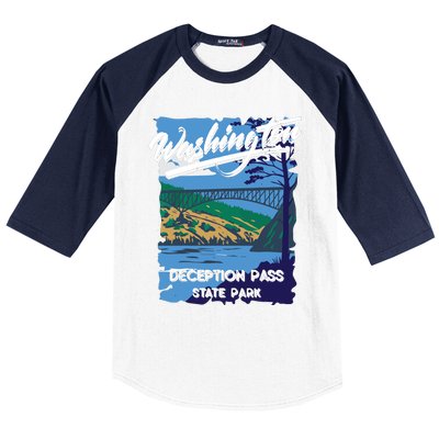 Deception Pass State Park Washington Evergreen State Camping Baseball Sleeve Shirt