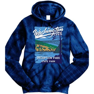 Deception Pass State Park Washington Evergreen State Camping Tie Dye Hoodie