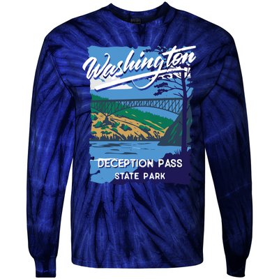 Deception Pass State Park Washington Evergreen State Camping Tie-Dye Long Sleeve Shirt