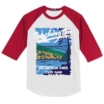 Deception Pass State Park Washington Evergreen State Camping Kids Colorblock Raglan Jersey