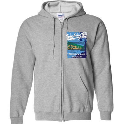 Deception Pass State Park Washington Evergreen State Camping Full Zip Hoodie