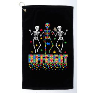 Different Puzzle Skeleton Autism Awareness Day Autistic Gift Platinum Collection Golf Towel