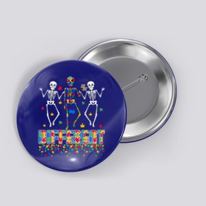 Different Puzzle Skeleton Autism Awareness Day Autistic Gift Button