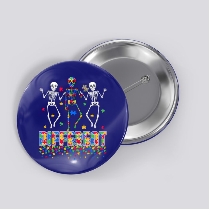 Different Puzzle Skeleton Autism Awareness Day Autistic Gift Button