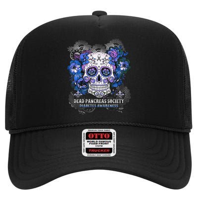 Dead Pancreas Society Sugar Skull Diabetes Awareness Month High Crown Mesh Back Trucker Hat