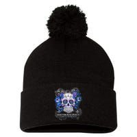 Dead Pancreas Society Sugar Skull Diabetes Awareness Month Pom Pom 12in Knit Beanie