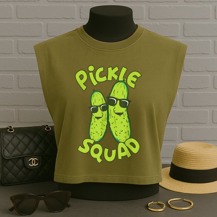 Dill Pickle Squad Design Pickle Squad Garment-Dyed Women's Muscle Tee
