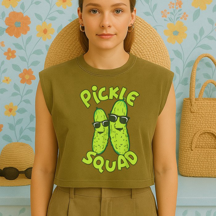 Dill Pickle Squad Design Pickle Squad Garment-Dyed Women's Muscle Tee