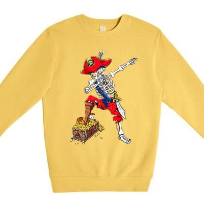 Dabbing Pirate Skeleton Dab Kids Halloween Costume Gift Premium Crewneck Sweatshirt