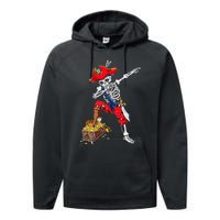 Dabbing Pirate Skeleton Dab Kids Halloween Costume Gift Performance Fleece Hoodie