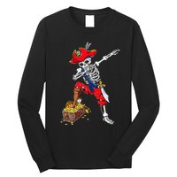 Dabbing Pirate Skeleton Dab Kids Halloween Costume Gift Long Sleeve Shirt