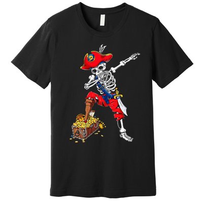 Dabbing Pirate Skeleton Dab Kids Halloween Costume Gift Premium T-Shirt