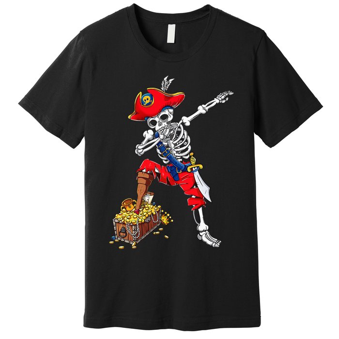 Dabbing Pirate Skeleton Dab Kids Halloween Costume Gift Premium T-Shirt