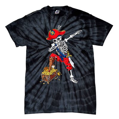 Dabbing Pirate Skeleton Dab Kids Halloween Costume Gift Tie-Dye T-Shirt