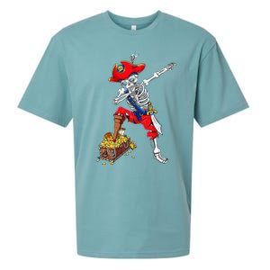 Dabbing Pirate Skeleton Dab Kids Halloween Costume Gift Sueded Cloud Jersey T-Shirt