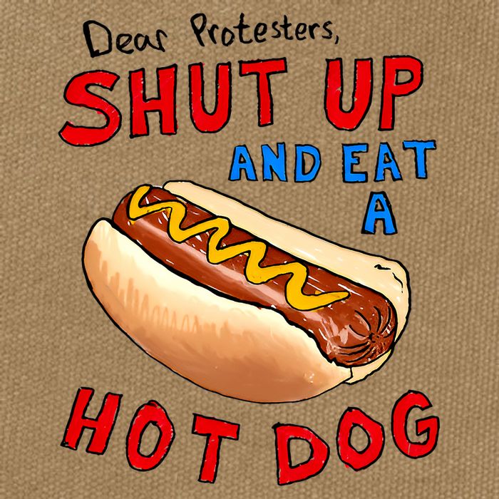 Dear Protesters Shut Up And Eat A Hot Dog Funny 4th Of July Cotton Canvas Backpack