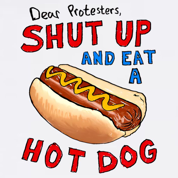 Dear Protesters Shut Up And Eat A Hot Dog Funny 4th Of July Cool Comfort Performance Bucket Hat