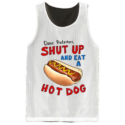 Dear Protesters Shut Up And Eat A Hot Dog Funny 4th Of July Mesh Reversible Basketball Jersey Tank