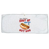 Dear Protesters Shut Up And Eat A Hot Dog Funny 4th Of July Large Microfiber Waffle Golf Towel