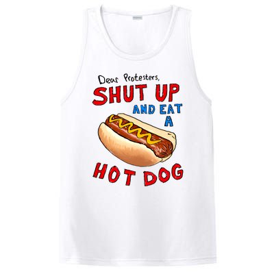 Dear Protesters Shut Up And Eat A Hot Dog Funny 4th Of July PosiCharge Competitor Tank