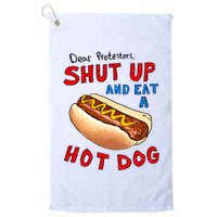 Dear Protesters Shut Up And Eat A Hot Dog Funny 4th Of July Golf Towel