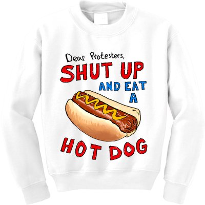 Dear Protesters Shut Up And Eat A Hot Dog Funny 4th Of July Kids Sweatshirt