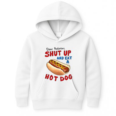 Dear Protesters Shut Up And Eat A Hot Dog Funny 4th Of July Kids Hoodie