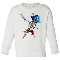 Dabbing Pirates Skeleton Eye Flap Pirate Ship Halloween Toddler Long Sleeve Shirt