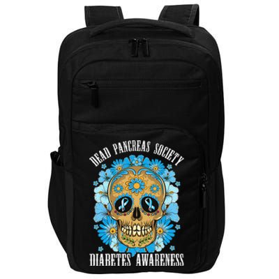 Dead Pancreas Society Funny Diabetes Awareness Sugar Skull Impact Tech Backpack