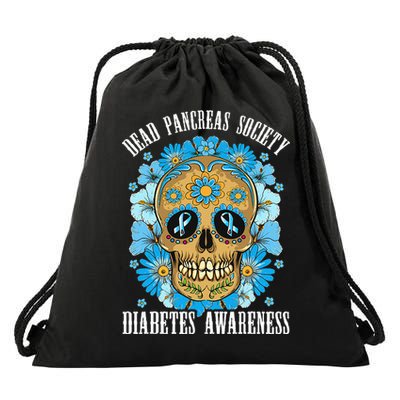 Dead Pancreas Society Funny Diabetes Awareness Sugar Skull Drawstring Bag