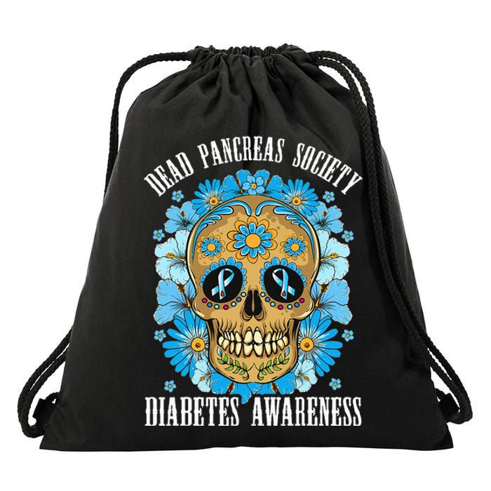 Dead Pancreas Society Funny Diabetes Awareness Sugar Skull Drawstring Bag