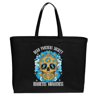 Dead Pancreas Society Funny Diabetes Awareness Sugar Skull Cotton Canvas Jumbo Tote