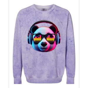 Dj Panda Sound Activated Electronic Music Bars Beats Colorblast Crewneck Sweatshirt