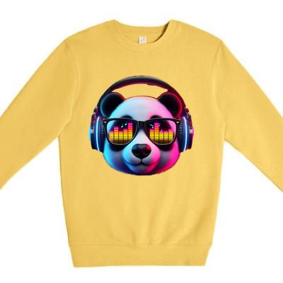 Dj Panda Sound Activated Electronic Music Bars Beats Premium Crewneck Sweatshirt