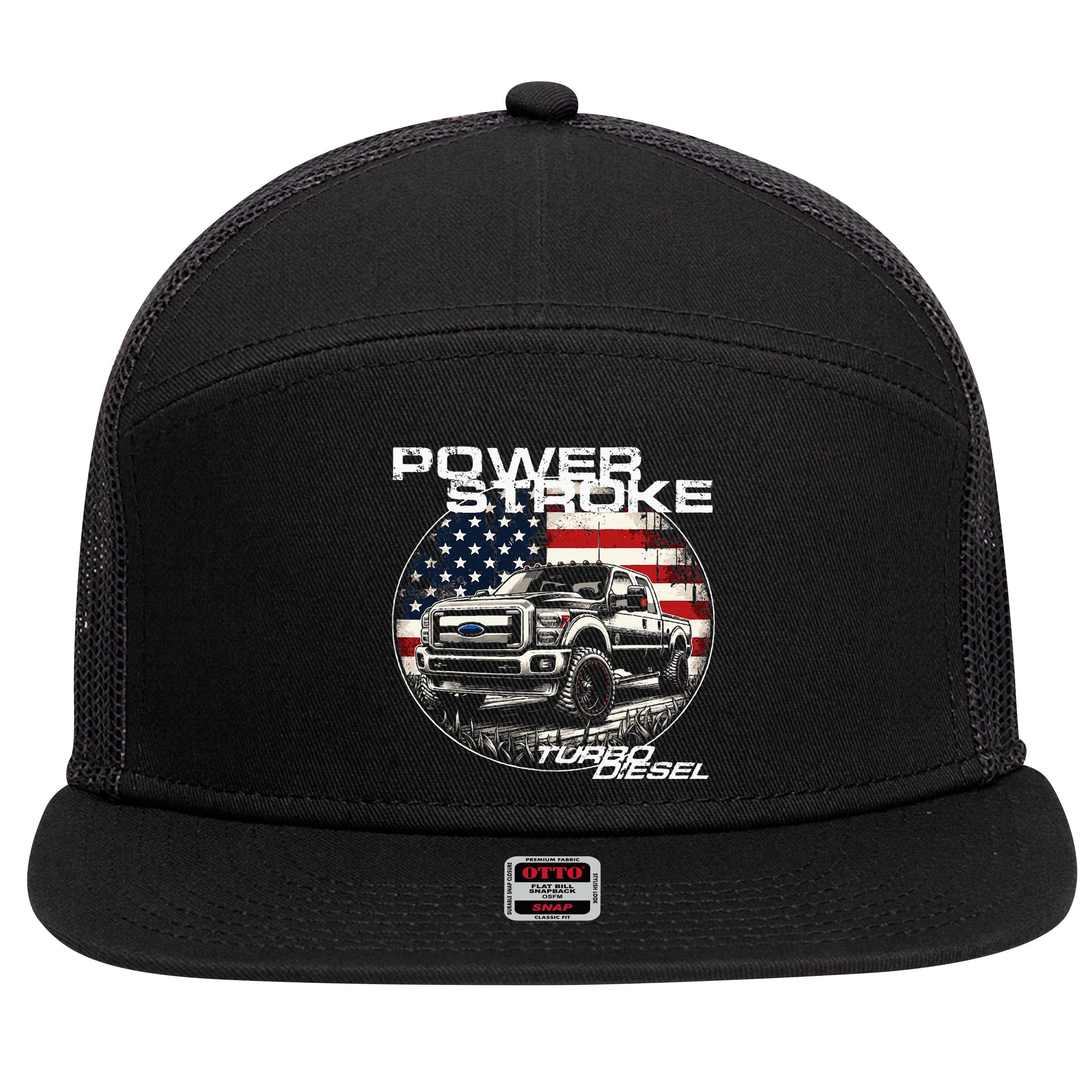 Diesel Power Stroke Truck 6.7 Coal Rolling Diesel Power 7 Panel Mesh Trucker Snapback Hat