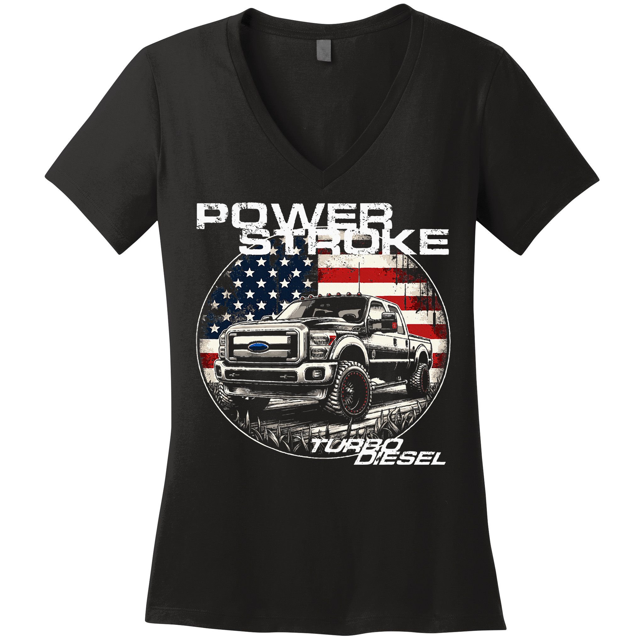 Diesel Power Stroke Truck 6.7 Coal Rolling Diesel Power Women's V-Neck T-Shirt