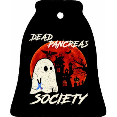 Dead Pancreas Society Ghost Diabetes Awareness Halloween Ceramic Bell Ornament