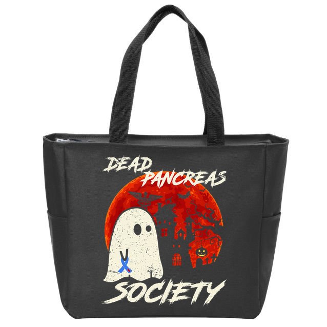 Dead Pancreas Society Ghost Diabetes Awareness Halloween Zip Tote Bag