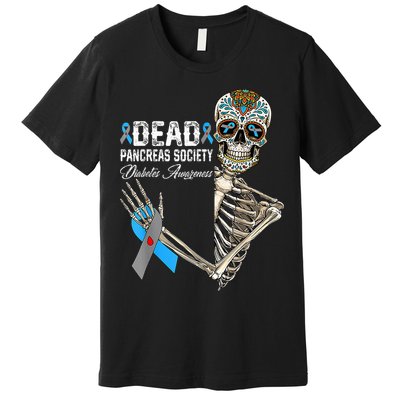 Dead Pancreas Society Diabetes Awareness Day Sugar Skeleton Premium T-Shirt
